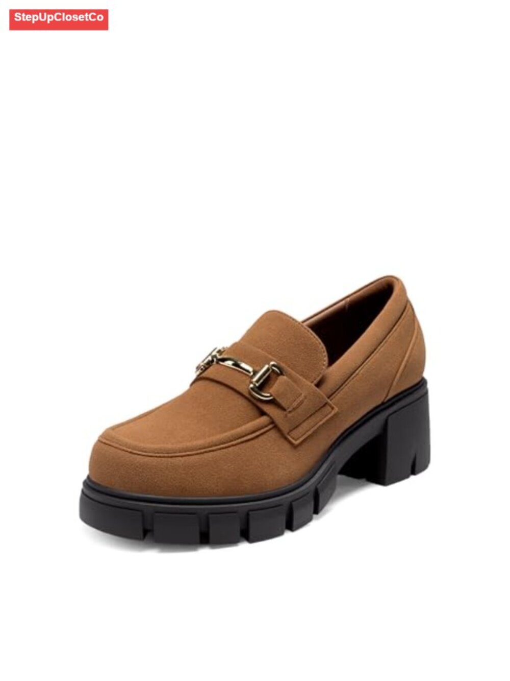 Faux Suede Platform Chunky Loafers Slip-On Business Casual Shoes